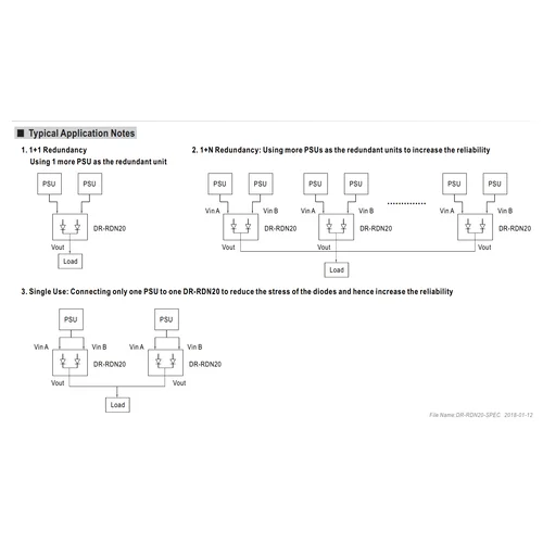 DR-RDN20 Модуль резервирования питания Вх:21-28В; Вых:24В/20A Mean Well